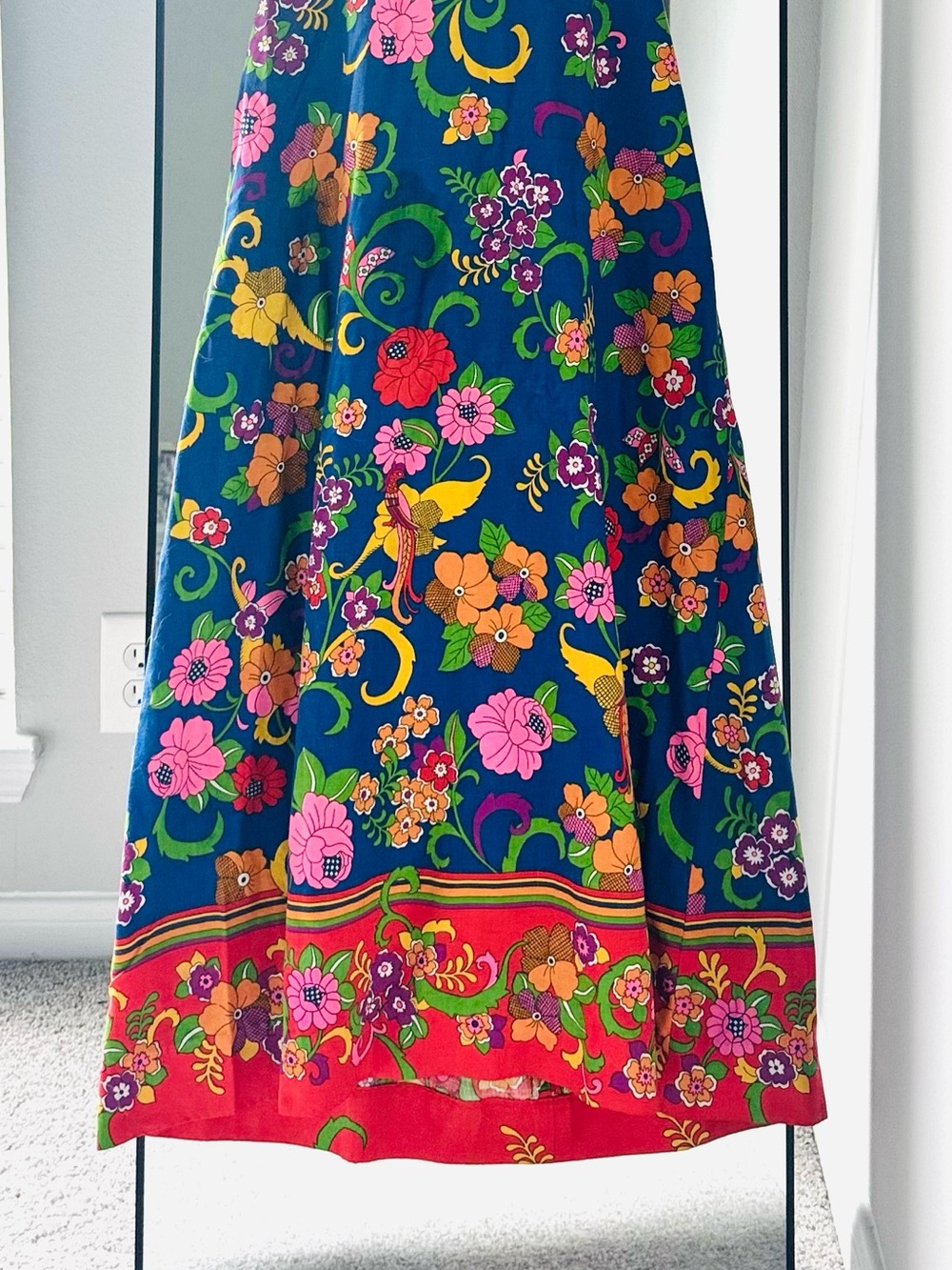 Vintage 60s Colorful Psychedelic Mod Floral Print Summer Maxi Dress - Picture 2 of 5